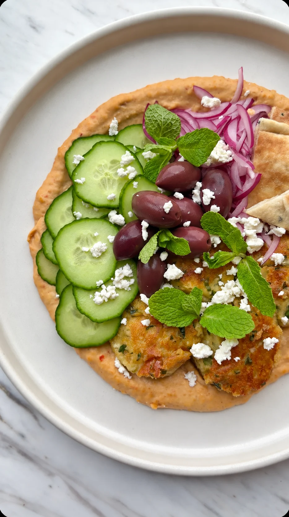 Falafel on harissa dip recipe by One Plate Girl