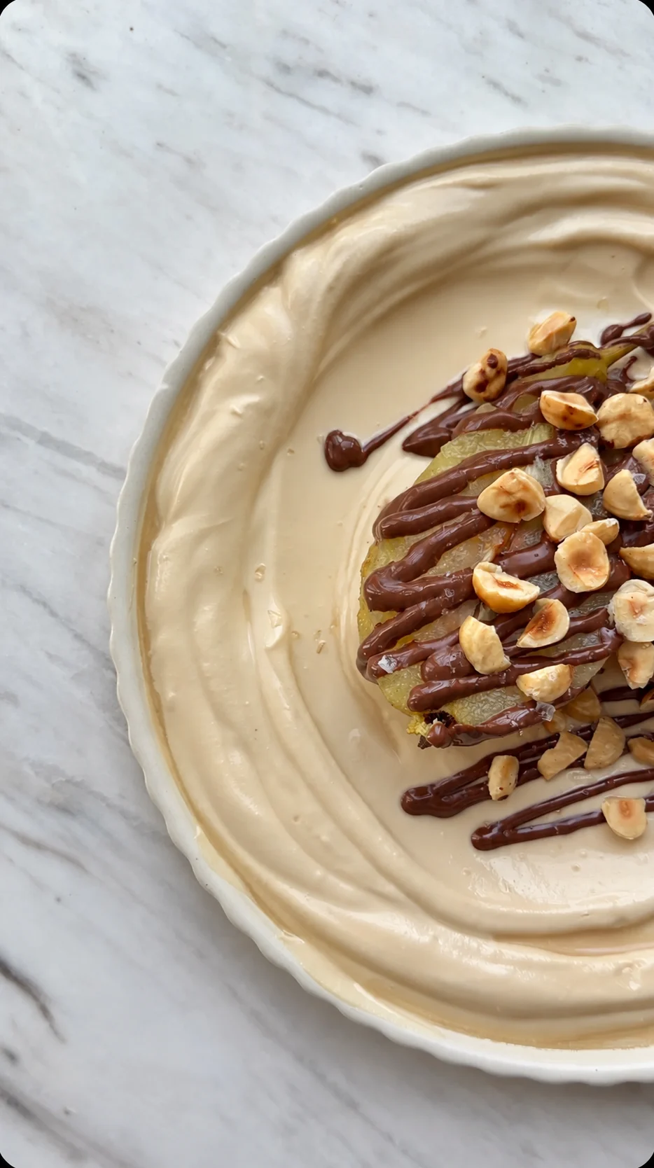 Poached pear & coffee cream recipe by One Plate Girl
